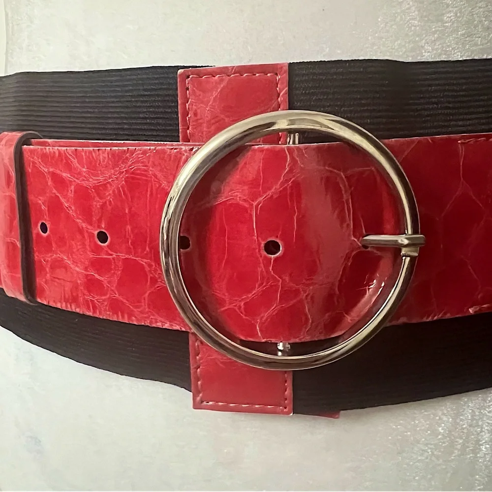 Antoniazzi Firenze rare Fuchsia Crocodile Leather Statement cinch Belt Italy Y2K